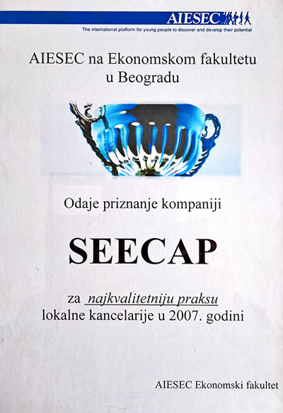 AIESEC priznanje za SEECAP