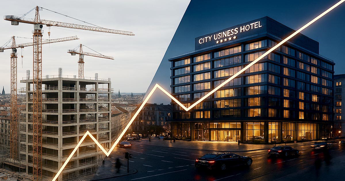 Moderni eksterijer luksuznog urbanog hotela sa 5 zvezdica, primer uspešne transformacije u svetski brend korišćenjem državnih subvencija u Srbiji