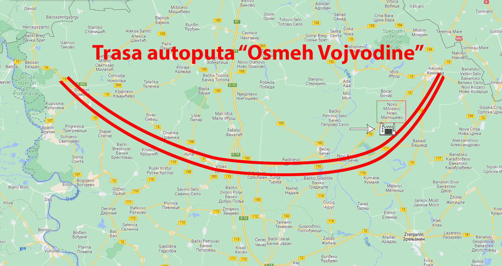 Trasa autoputa Osmeh Vojvodine Autoput Osmeh Vojvodine
