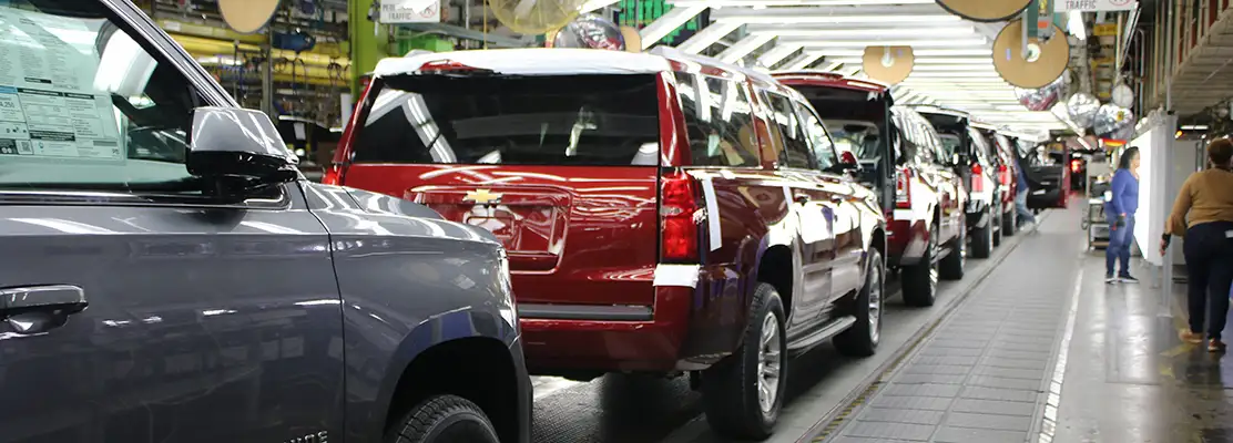 Cars on the assembly line